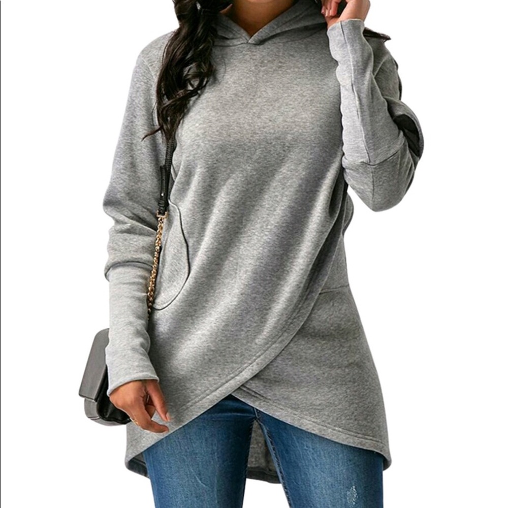 Red Asymmetrical Hooded Sweater